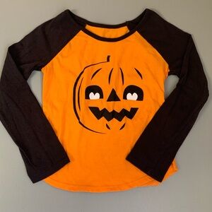 Spooky Pumpkin Long Sleeve Tee - Orange & Black